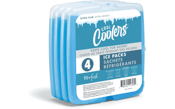 Fit & Fresh Cool Coolers - 4 Pack Slim Ice Packs, Quick Freeze Reusable Ice Packs for Lunch Boxes or Coolers - Blue