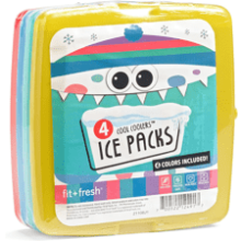 Fit & Fresh Cool Coolers - 4 Pack Slim Ice Packs for Lunch Boxes or Coolers