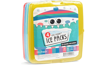 Fit & Fresh Cool Coolers - 4 Pack Slim Ice Packs for Lunch Boxes or Coolers