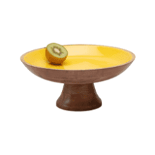 Folkulture Wooden Pedestal Fruit Bowl, 12-inch Large Serving Bowls for Fruits, Mango Wood, Yellow