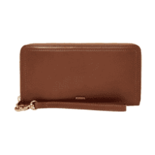 Fossil Logan Leather RFID-Blocking Clutch Wallet with Wristlet Strap for Women