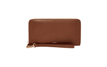 Fossil Logan Leather RFID-Blocking Clutch Wallet with Wristlet Strap for Women