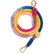 Found My Animal Light Prismatic Cotton Rope Dog Leash (Large) - Heavy Duty Training Leash - Adjustable Solid Brass Lockable Carabiners - Handcrafted Braided Rope - Made in USA