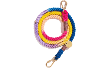 Found My Animal Light Prismatic Cotton Rope Dog Leash (Large) - Heavy Duty Training Leash - Adjustable Solid Brass Lockable Carabiners - Handcrafted Braided Rope - Made in USA