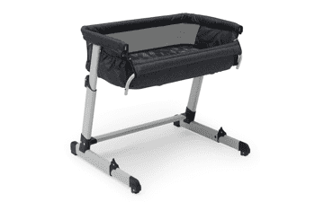 GAP babyGap Whisper Bedside Bassinet Sleeper - Breathable Mesh, Adjustable Heights - Lightweight Portable Crib - Sustainable Materials, Black Camo