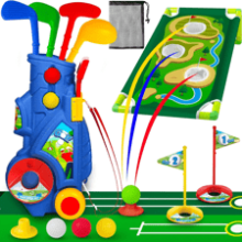 GMAOPHY Kids Golf Club Set, Indoor Outdoor Sports Toys, Ages 2-6, Toddler Golf Set with Golf Board, Putting Mat, 8 Balls, 4 Golf Clubs, Golf Cart