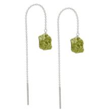 GemInspire 925 Sterling Silver Green Peridot Threader Earring - Women's August Birthstone Jewelry