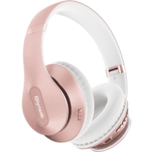 Glynzak Wireless Over Ear Headphones 65H Playtime HiFi Stereo with Microphone and 6EQ Modes Rose Gold