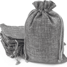 Gold Fortune Burlap Bags with Drawstring Gift Jute bags - Gray, 17X23CM