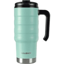 HAUSHOF 24 oz Travel Mug - Stainless Steel Double Wall Vacuum Insulated Tumbler with Handle, Spill Proof Flip Lid, Wide Mouth - BPA Free