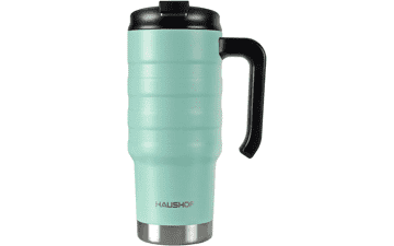 HAUSHOF 24 oz Travel Mug - Stainless Steel Double Wall Vacuum Insulated Tumbler with Handle, Spill Proof Flip Lid, Wide Mouth - BPA Free