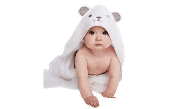 HIPHOP PANDA Hooded Towel - Rayon Made from Bamboo, Soft Bath Towel with Bear Ears - Ultra Absorbent (Bear, 30 x 30 Inch)