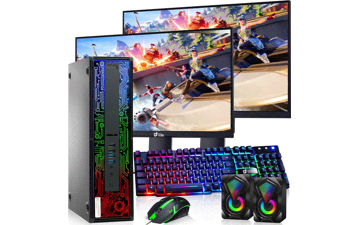 HP G2 RGB Gaming PC Desktop - Intel Core i7 6th Gen | 16GB DDR4 Ram | 1TB SSD | NVIDIA GTX 1050 Ti 4GB DDR5 | Dual 24 Inch Monitors | Windows 10 Pro - Computer Tower for PC Gamers (Renewed)