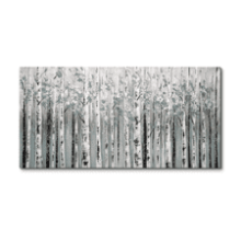 Hand Painted Birch Tree Wall Art - Nature Forest Landscape Canvas Oil Paintings - Teal White Aspen Trees - Scenic Texture Picture - Modern Home Decor - 24x48