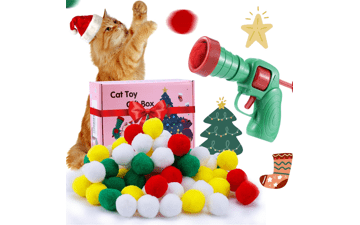 Hggha Christmas Cat Toy Balls with Launcher, Xmas Cat Gift Box