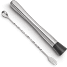 Hiware 10 Inch Stainless Steel Cocktail Muddler and Mixing Spoon Home Bar Tool Set