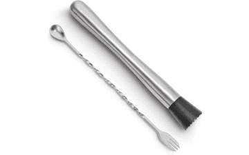 Hiware 10 Inch Stainless Steel Cocktail Muddler and Mixing Spoon Home Bar Tool Set