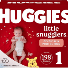 Huggies Little Snugglers Newborn Diapers, Size 1 (8-14 lbs), 198 Count