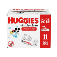 Huggies Simply Clean Baby Wipes, Fragrance-Free, 704 Wipes