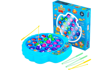 IPIDIPI TOYS Fishing Game Play Set - 21 Fish, 4 Poles, Rotating Board - Family Board Game for Kids and Toddlers