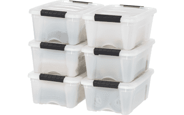 IRIS USA 6 Pack 12qt Plastic Storage Bin with Secure Latching Buckles