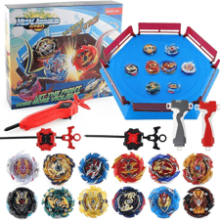 JIMI Bey Battling Top Blade Launcher Stadium Metal Fusion Set - 12 Burst Spinning Tops, 3 Launchers, Grip, Arena Combat Game - Toy Gift for Kids Boys Ages 6-12