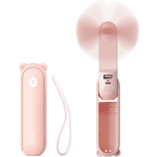 JISULIFE Handheld Mini Fan, Portable USB Rechargeable Small Pocket Fan with Power Bank and Flashlight - Pink