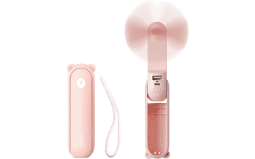 JISULIFE Handheld Mini Fan, Portable USB Rechargeable Small Pocket Fan with Power Bank and Flashlight - Pink