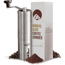 JavaPresse Manual Coffee Grinder - Stainless Steel - 18 Adjustable Settings - Portable Conical Burr - Camping, Travel Espresso Hand Grinder