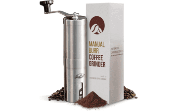 JavaPresse Manual Coffee Grinder - Stainless Steel - 18 Adjustable Settings - Portable Conical Burr - Camping, Travel Espresso Hand Grinder