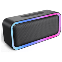 Kunodi Bluetooth Speaker - Wireless Portable Speaker with 10W Stereo Sound and Ambient RGB Light - IPX5 Waterproof for Outdoors and Travel (Black)