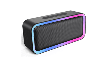 Kunodi Bluetooth Speaker - Wireless Portable Speaker with 10W Stereo Sound and Ambient RGB Light - IPX5 Waterproof for Outdoors and Travel (Black)