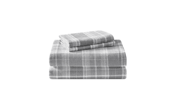 Laura Ashley Home Cotton Flannel Bedding Set - Mulholland Plaid Grey, Queen