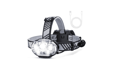 MIOISY Rechargeable Headlamp 20000 High Lumen 5 LED Head Lamp Red White Light IPX4 Waterproof Headlight 8 Mode Flashlight Outdoor Running Hunting Fishing Hiking Camping Gear