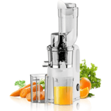 MIUI Slow Masticating Juicer - Cold Press with Wide Chute, Easy to Clean, Suitable for Celery, Fruit, Vegetable - Mini Fully Automatic Juicer (White)