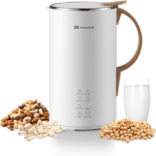 MOKKOM Automatic Nut Milk Maker - 20 oz Soy Milk Maker - Homemade Almond, Oat, Coconut, Soy, or Plant-Based Milk - Dairy Free Beverages - White