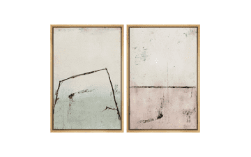 MUDECOR Framed Canvas Print Wall Art Set Pastel Mint Green Pink Grunge Paint Strokes Abstract Shapes Modern Art Decorative Boho