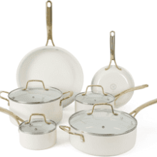 Martha Stewart Lockton 10 Piece Cookware Set - Linen White