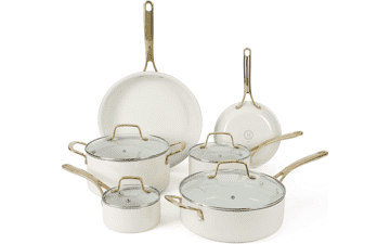 Martha Stewart Lockton 10 Piece Cookware Set - Linen White