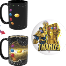 Marvel Ceramic Color Changing Mug and Plate Set for Coffee, Tea, Breakfast or Dessert with Heat Reactive Artwork - Thanos