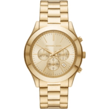 Michael Kors Slim Runway Chronograph Gold-Tone Stainless Steel Bracelet Watch