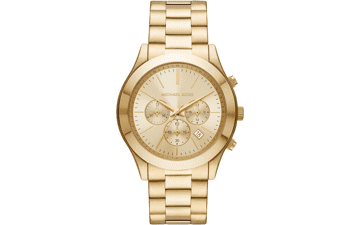 Michael Kors Slim Runway Chronograph Gold-Tone Stainless Steel Bracelet Watch