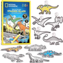 NATIONAL GEOGRAPHIC Kids Stained Glass Kit - Glow in The Dark Dinosaur Toys