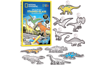 NATIONAL GEOGRAPHIC Kids Stained Glass Kit - Glow in The Dark Dinosaur Toys