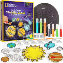 NATIONAL GEOGRAPHIC Kids Window Art Kit - Stained Glass Solar System Crafts with Glow in The Dark Planets