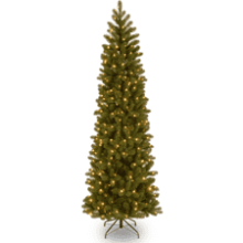 National Tree Company Pre-Lit Artificial Slim Downswept Christmas Tree - Green, Douglas Fir - Dual Color LED Lights - 6.5 Feet