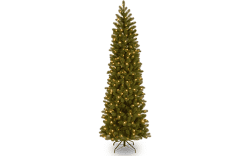 National Tree Company Pre-Lit Artificial Slim Downswept Christmas Tree - Green, Douglas Fir - Dual Color LED Lights - 6.5 Feet