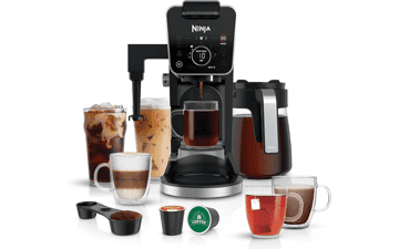 Ninja CFP301 DualBrew Pro Specialty 12-Cup Drip Maker with Glass Carafe, Single-Serve Grounds, K-Cup Compatible, 4 Brew Styles, Frother & Hot Water System, Black