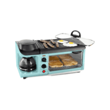 Nostalgia 3-in-1 Breakfast Station - Coffee Maker, Griddle, Toaster Oven - Aqua