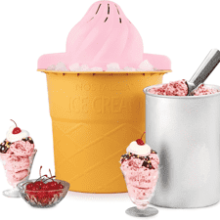 Nostalgia Electric Ice Cream Maker - Soft Serve Machine - Frozen Yogurt or Gelato - Fun Kitchen Appliance - Pink - 4 Quart